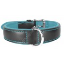 Ace Comfy LEATHER DOG COLLAR Padded And lined with soft Lamb's Leather (Baby Blue Lining).